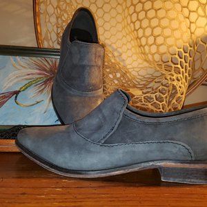 Free People Shoes | Brady Loafer Leather Flats, Gray, 8 1/2